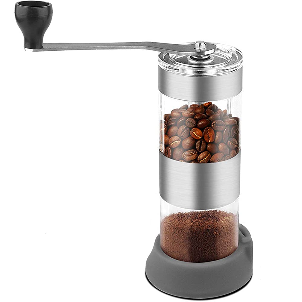 Premium AZPINGPAN Portable Coffee Grinder - Adjustable Stainless Steel & ABS Manual Coffee Bean Mill with Ceramic Burr & Anti-Slip Silicone Pad | Perfect for Home, Office, Travel & Camping | Fresh Ground Coffee Anywhere