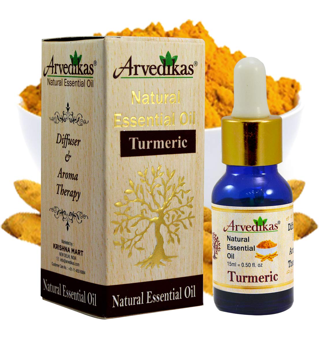 **Arvedikas 100% Pure Natural Turmeric Essential Oil 15ml - Organic Haldi Oil for Hair Growth, Acne Treatment, Anti-Aging, Aromatherapy, Face & Body Moisturizer, Muscle Relaxation - Perfect for Skincare, Massage & Wellness Rituals**