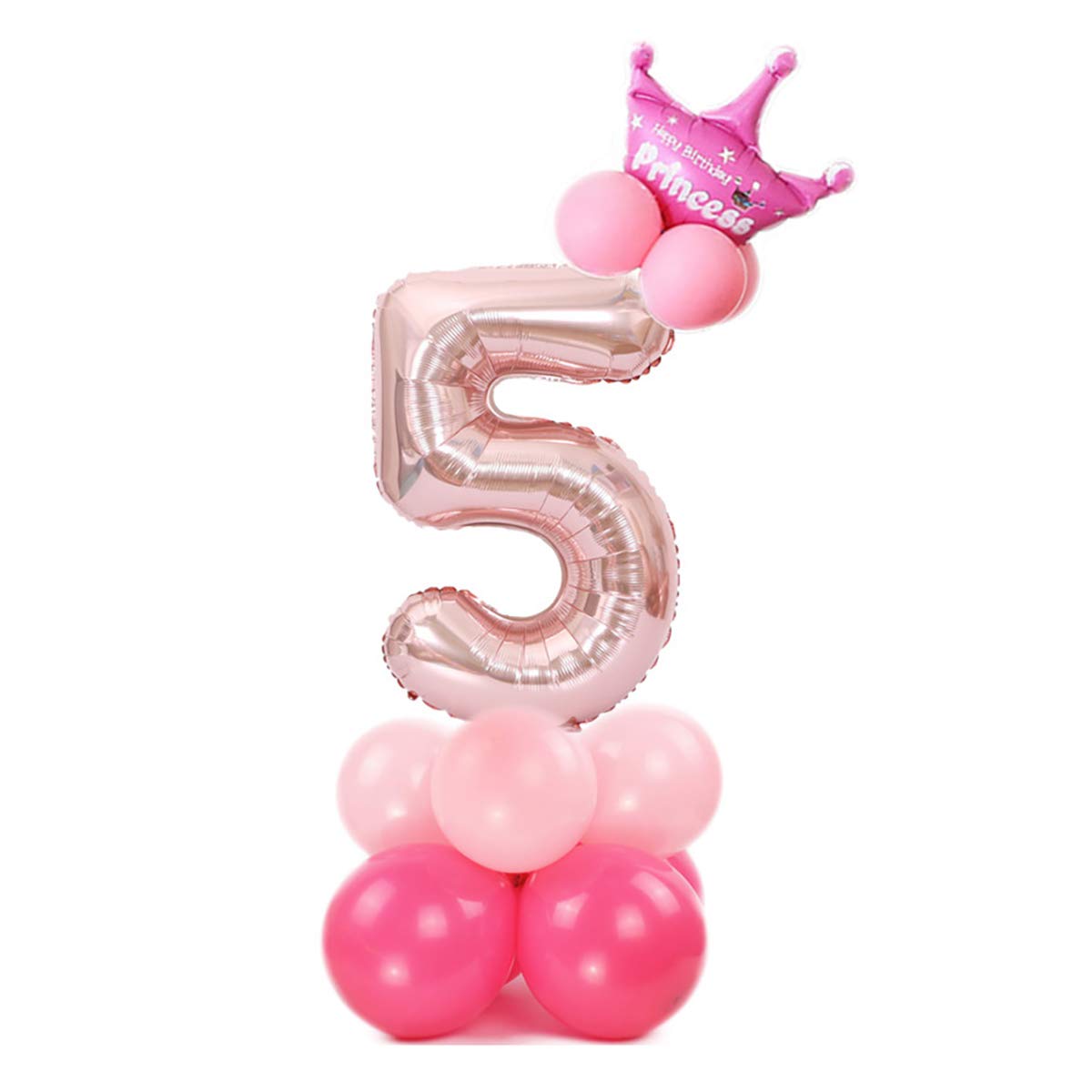 30 Inch Rose Gold Number 5 Foil Balloons - Birthday Wedding Christmas Party Decorations | Pink & Gold Crown Balloon for Photo Backdrops, Baby Showers & Anniversary Celebrations