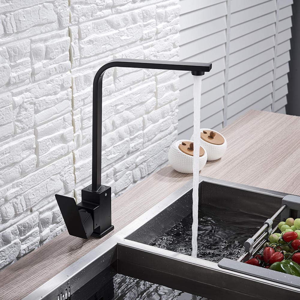 Stainless Steel Black Kitchen Faucet with Hot and Cold Water Mixer - Modern Pull Down Sprayer for Sink, Perfect for Cooking & Dishwashing (Commercial & Home Use)