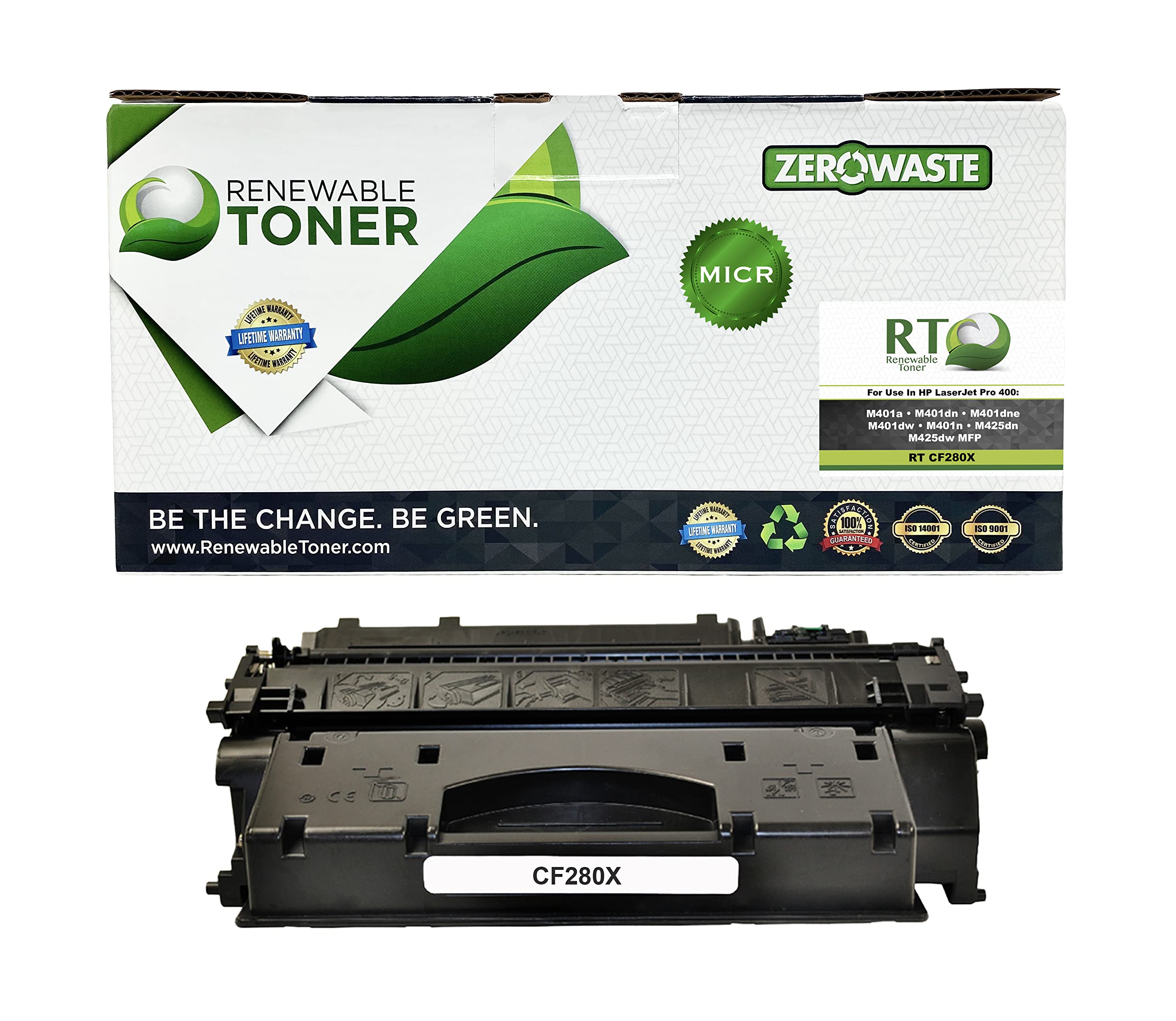 High Yield RT 80X MICR Toner Cartridge - Compatible with HP CF280X/80A/CF280A | Replacement for HP Pro 400 M401A/M401D/M401N/M401DNE & MFP M425DN Laser Printers | Perfect for Secure Check Printing & Banking Documents