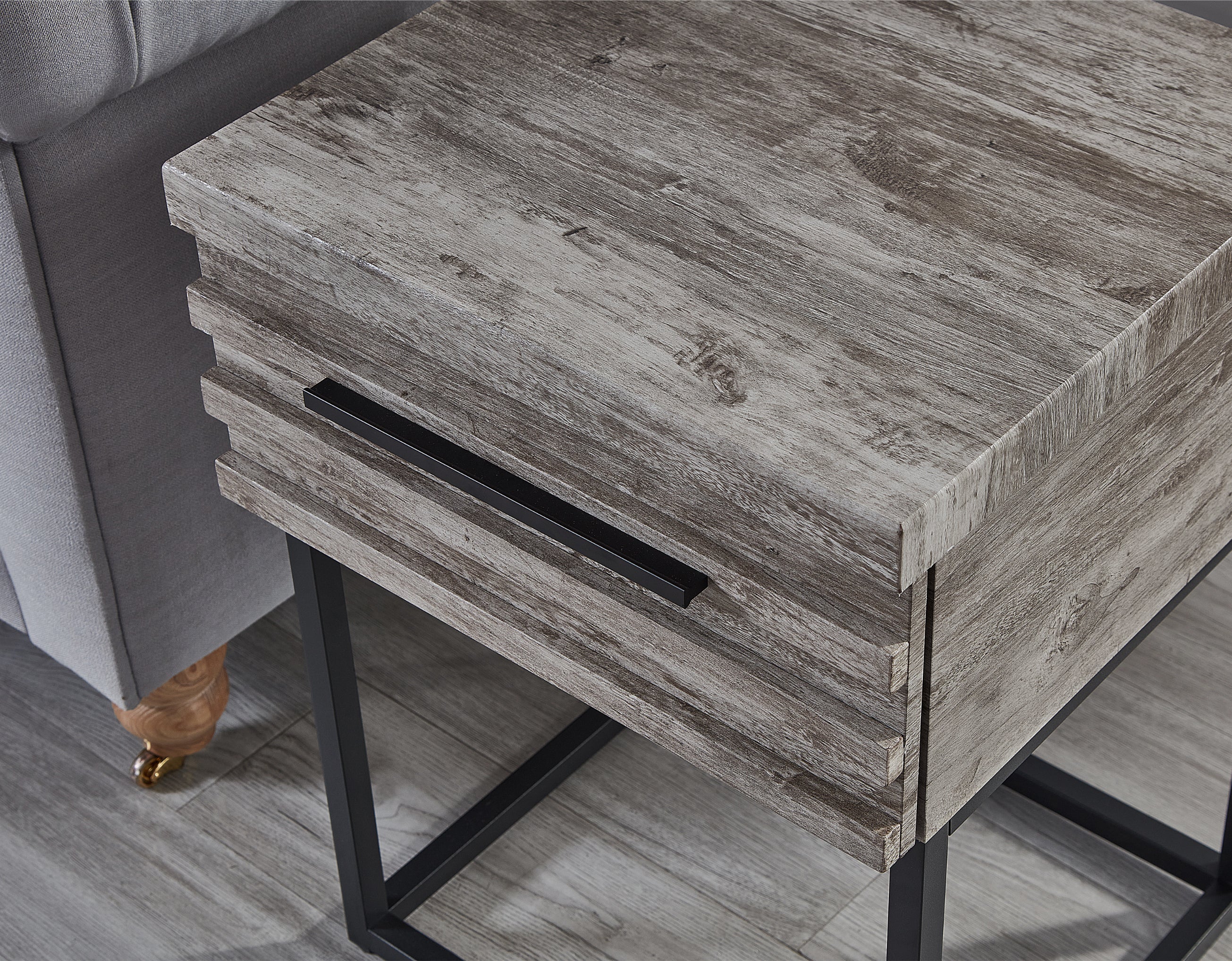 Roundhill Furniture Celestial Contemporary Storage End Table - Modern Nightstand with Drawer for Bedroom, Living Room & Office - Stylish Side Table for Home Decor & Organization
