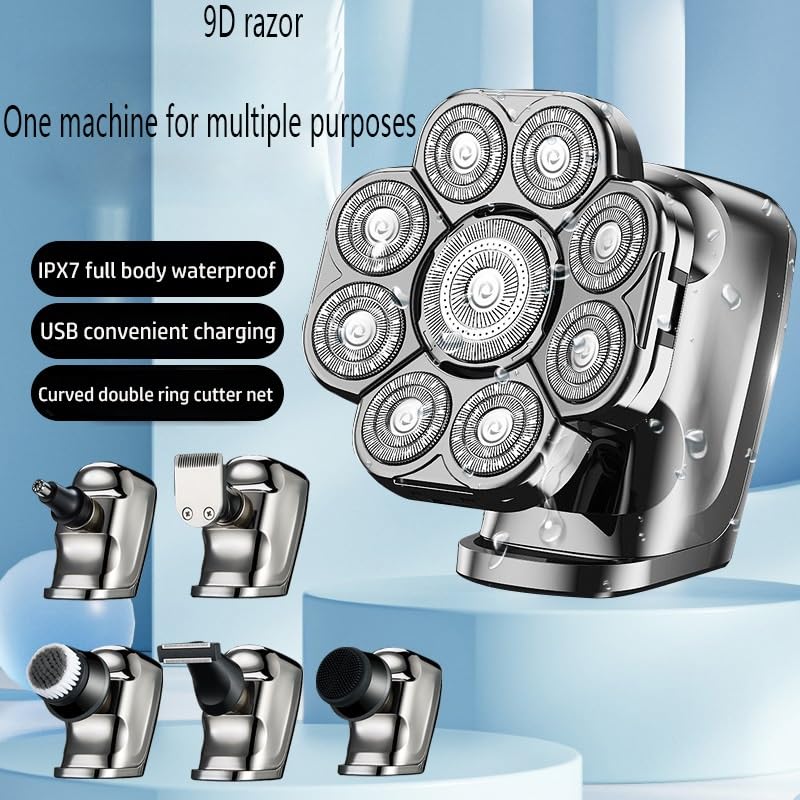 6-in-1 Electric Head Shaver for Men - Rechargeable Wet/Dry Bald Head Shaver, Beard Trimmer & Body Groomer Kit | Perfect for Travel, Home Grooming & Professional Use
