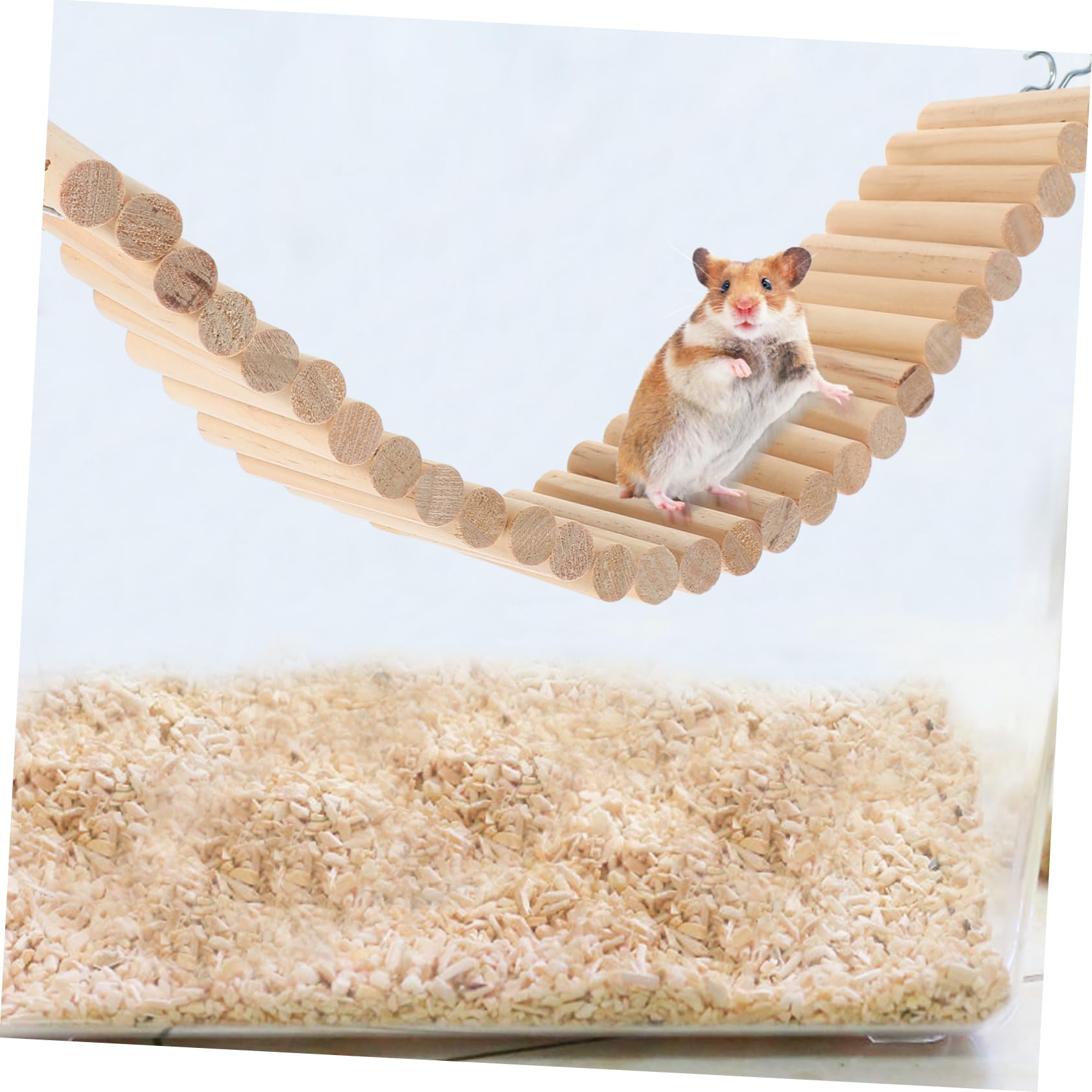 1pc Wooden Hamster Ladder Toy - Natural Wood Climbing Bridge for Small Pets, Chewable Suspension Bridge for Hamsters & Birds - Perfect for Cage Climbing & Playtime Activities