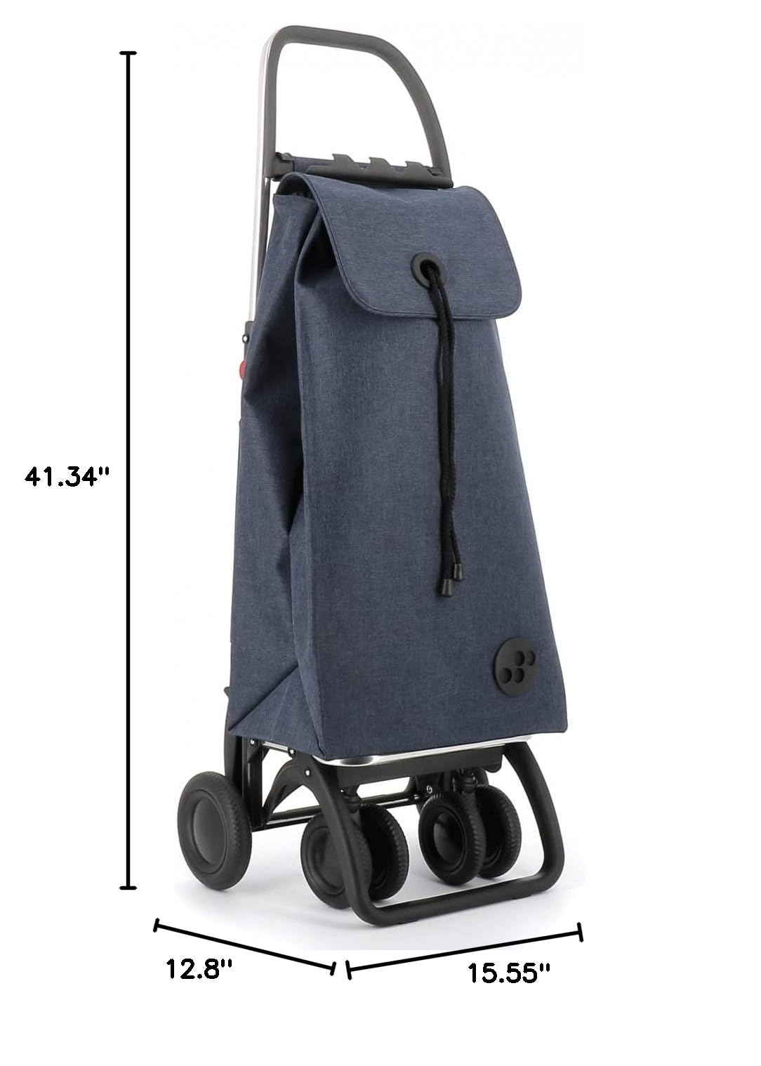 ROLSER I-Max Tweed 4 Wheel Foldable Shopping Cart with 2 Swivel Wheels - Lightweight Collapsible Grocery Trolley for Seniors & Shopping - Perfect for Grocery Stores, Markets, and Travel (Marine Blue)