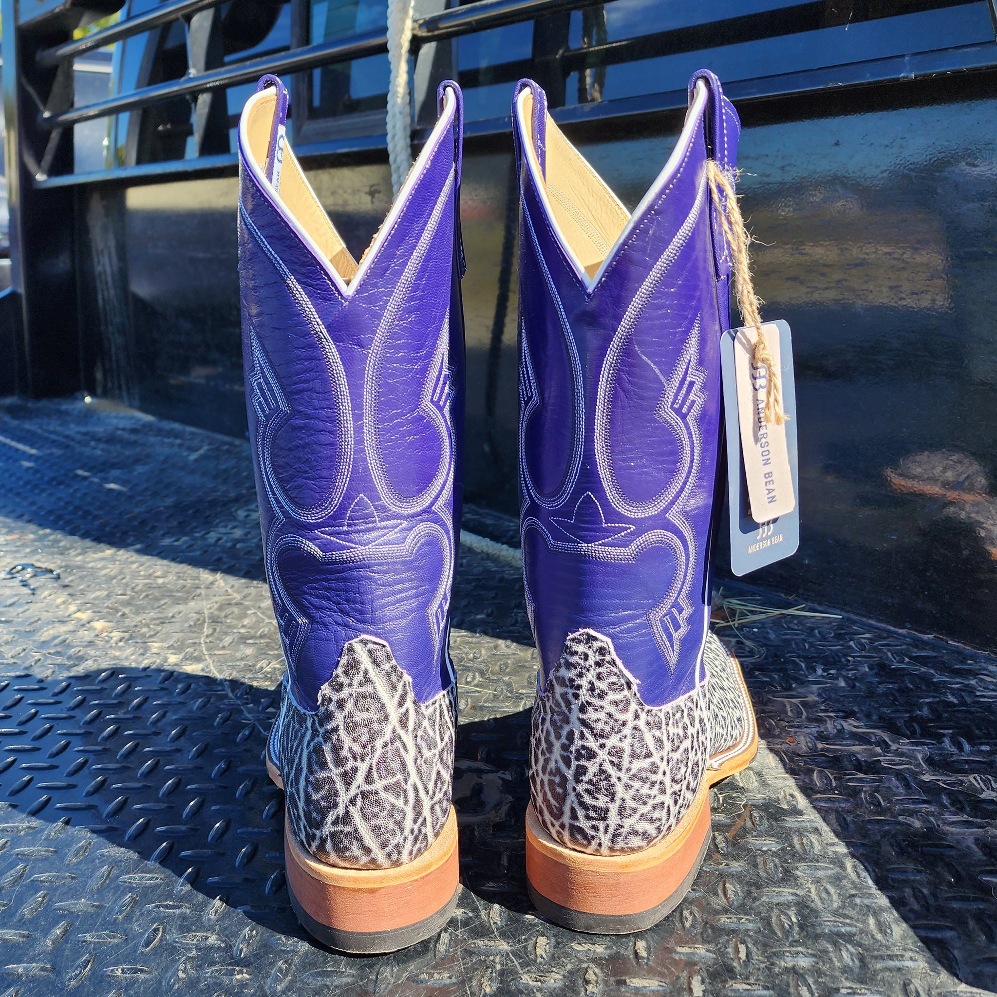 Anderson Bean Men's Black & White Vintage Elephant Cowboy Boots - Stylish Western Boots for Men, Perfect for Rodeo, Country Music Festivals & Casual Wear