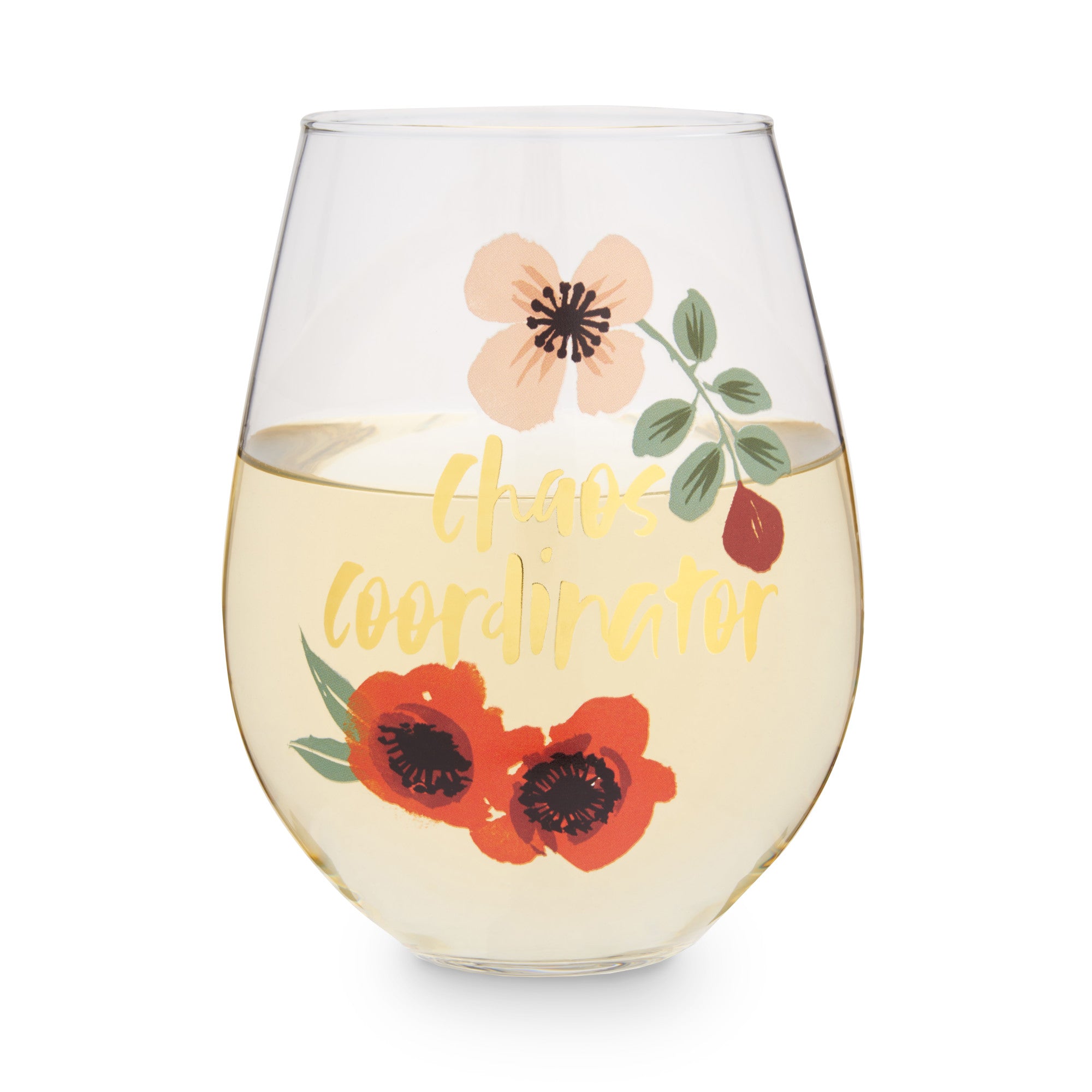 Blush 30 oz Stemless Wine Glass - Chaos Coordinator Design - Perfect for Parties, Gifts & Home Decor