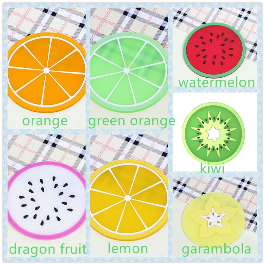 LUCACO Silicone Cup Coaster - Non-Slip Heat Resistant Fruit-Shaped Drink Coasters for Table Protection - Perfect for Coffee, Tea, and Beverages at Home, Office, or Parties