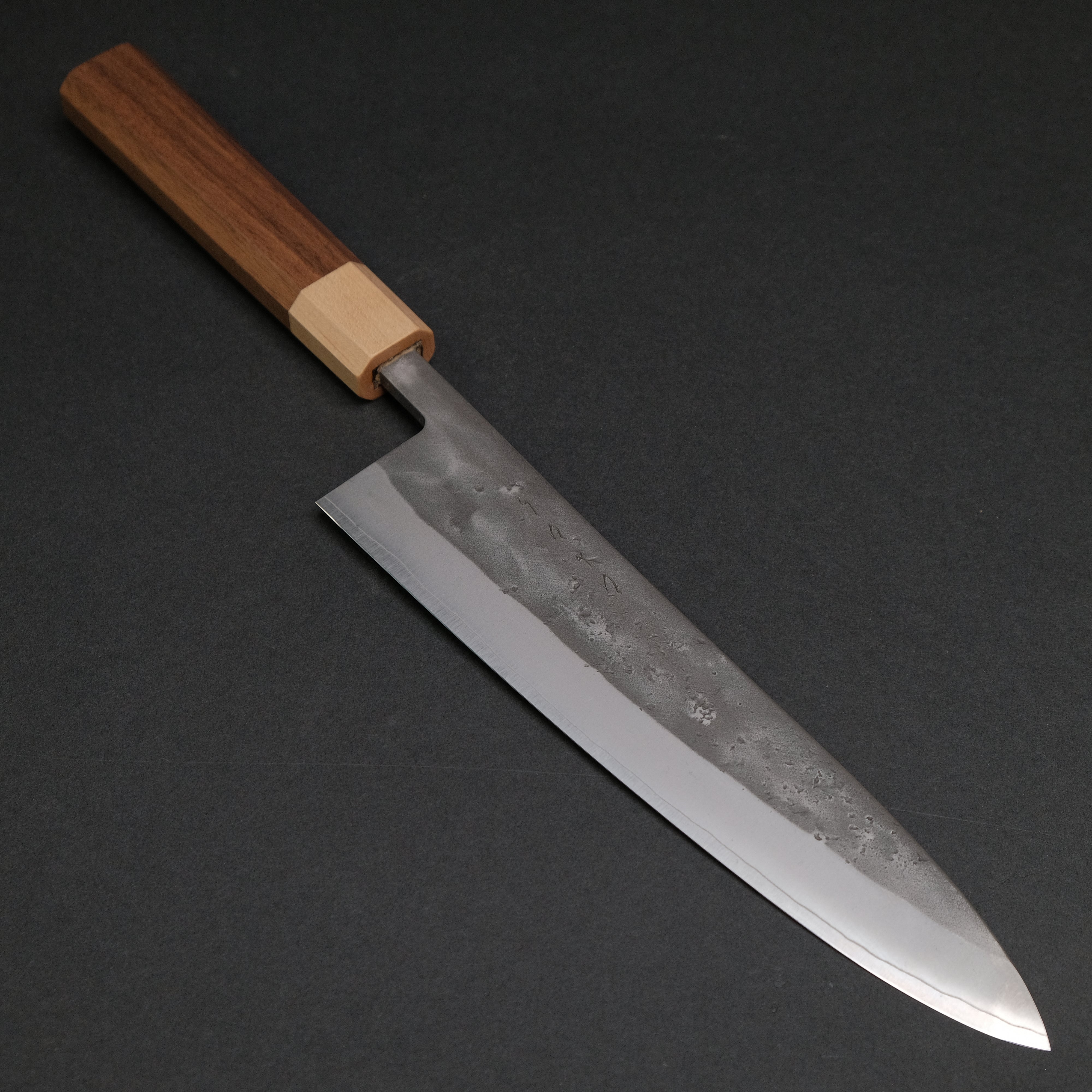 Hitohira TD SLD Nashiji Gyuto 210mm Japanese Chef Knife - Walnut Handle - High Carbon Stainless Steel Blade - Professional Kitchen Knife for Slicing, Dicing & Chopping Vegetables, Meat & Fish