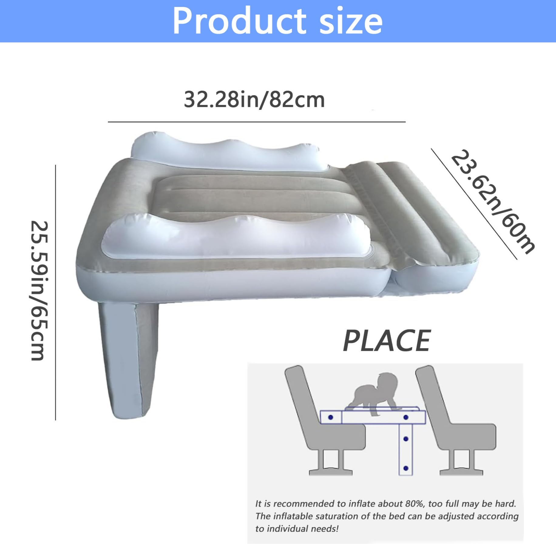 Inflatable Toddler Travel Bed for Airplanes - Portable Kids Airplane Bed Fits Most Seats | Easy Setup & Compact for Travel | Perfect for Long Flights, Road Trips & Nap Time