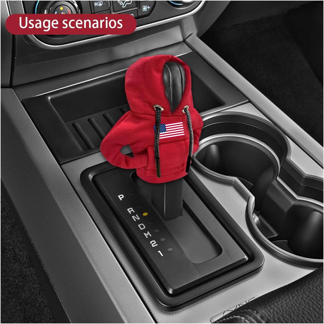 USA Flag Car Gear Shift Hoodie Cover - Funny Car Interior Accessories & Decorations - Perfect for Patriotic Drivers, Car Enthusiasts & American Pride Vehicle Customization