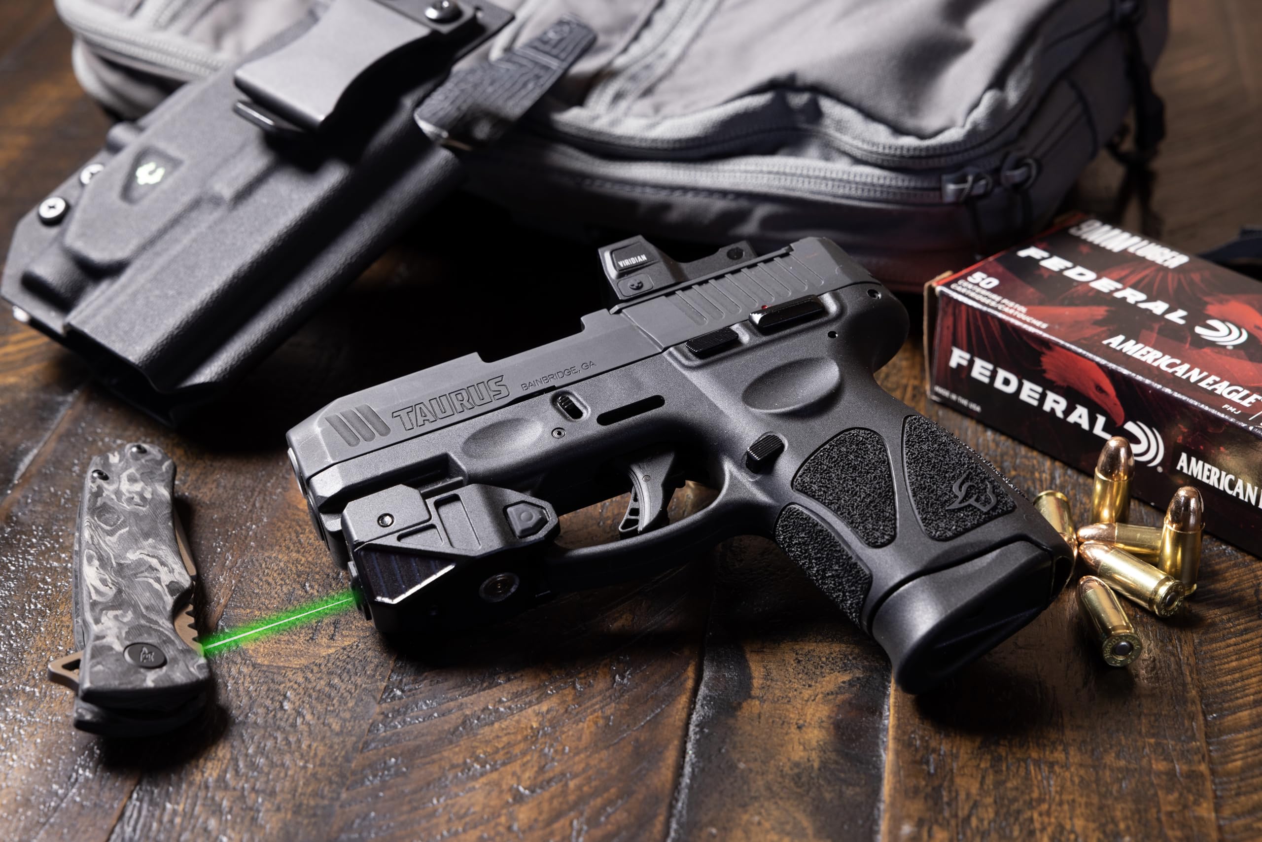 Viridian C5 Green Laser Sight for Pistols - Universal Rail Mount, Ambidextrous On/Off Switch, Rechargeable & Instant-On - Perfect for Home Defense, Tactical Training & Concealed Carry (Black)