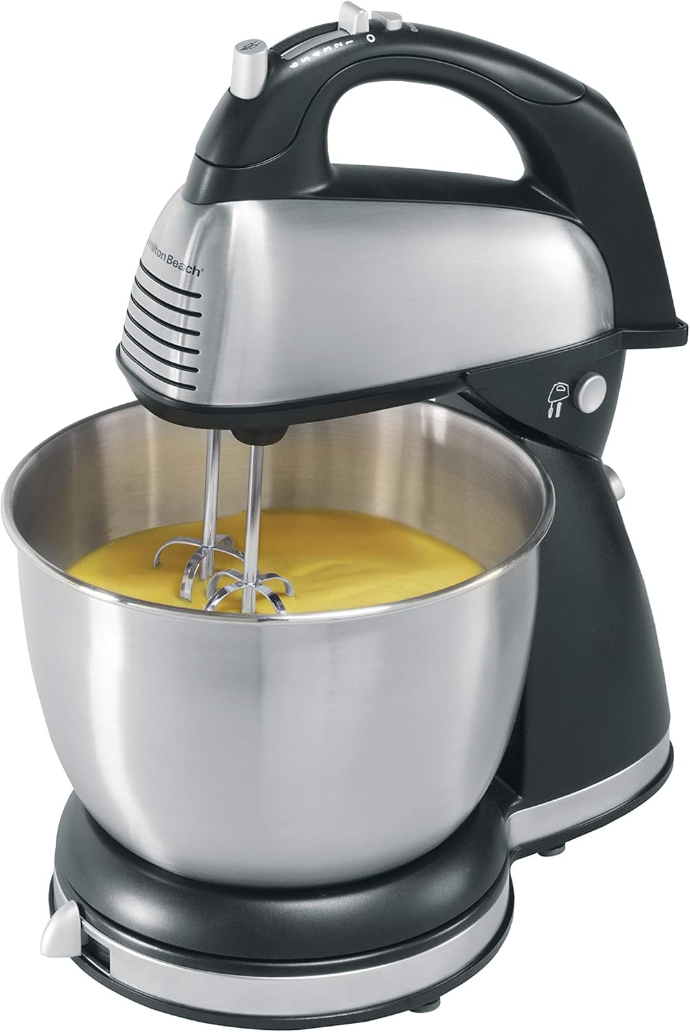 Hamilton Beach Classic Hand and Stand Mixer - 5-Speed, 250W Power, Black & Stainless Steel - Perfect for Baking Cakes, Cookies, and Dough at Home
