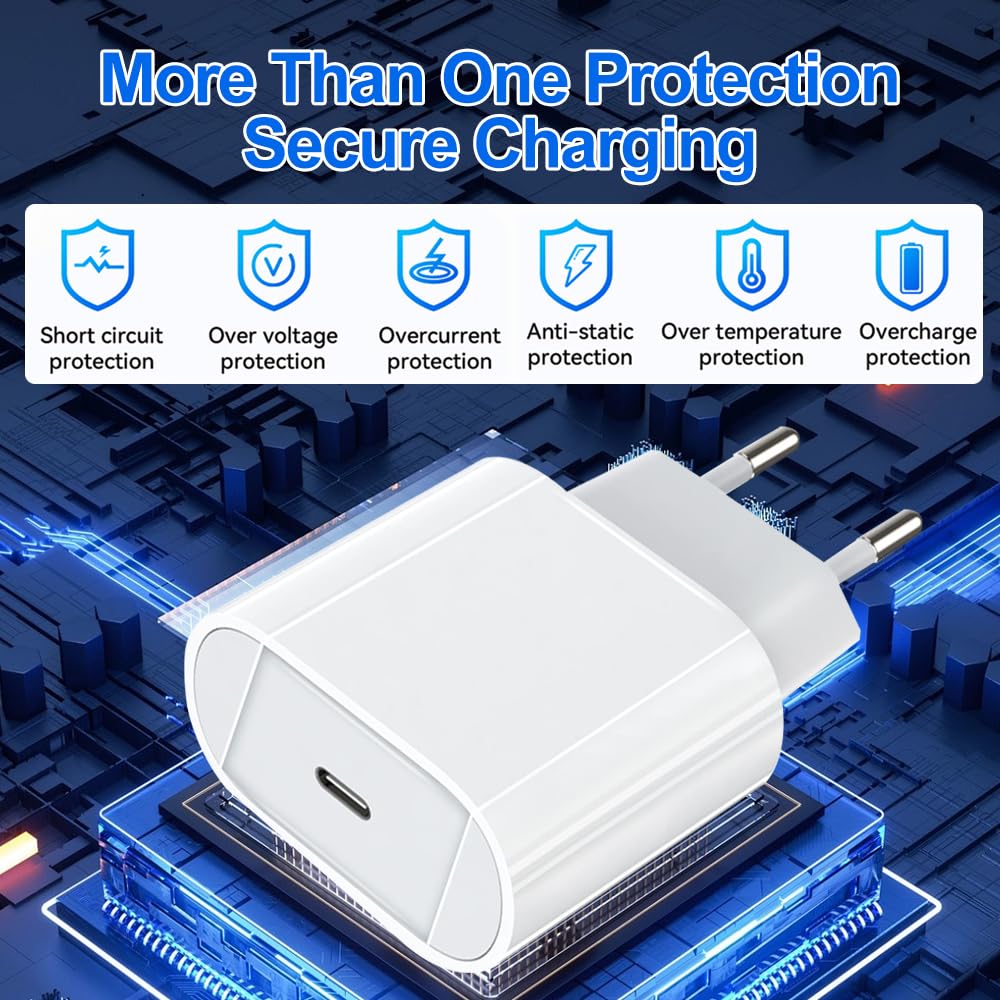 MFi Certified 30W Fast Charger for iPhone with 6FT USB C to Lightning Cable - PD Quick Charger Compatible with iPhone 14/14 Plus/14 Pro/14 Pro Max/13/12/11/SE & iPad - Perfect for Home, Office & Travel Charging