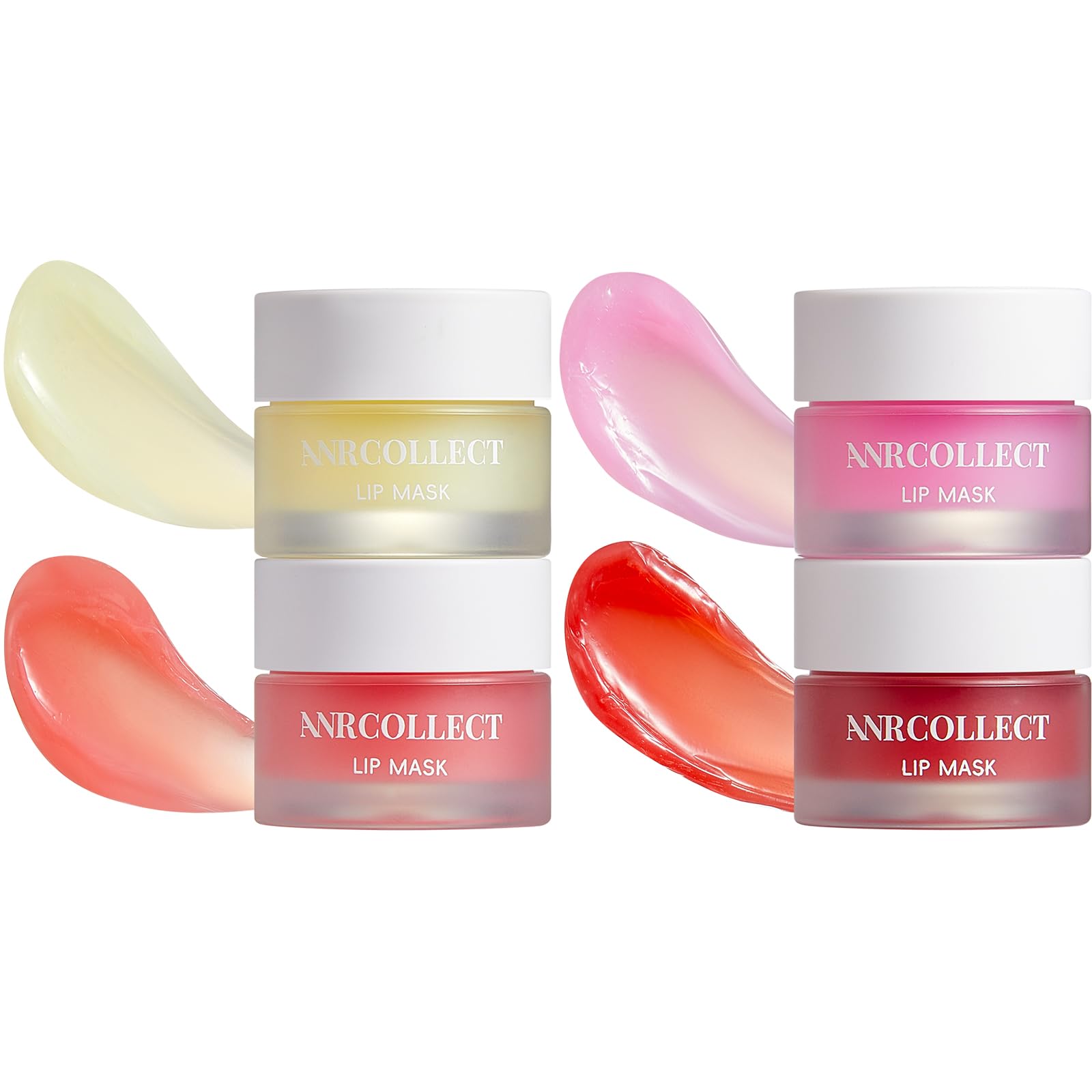 Overnight Lip Mask & Moisturizer with Collagen & Shea Butter - 4 Pack Intensive Treatment for Dry, Chapped, Dark Lips | Hydrating Lip Care Gift Set | Perfect for Nighttime Use & Daily Lip Nourishment