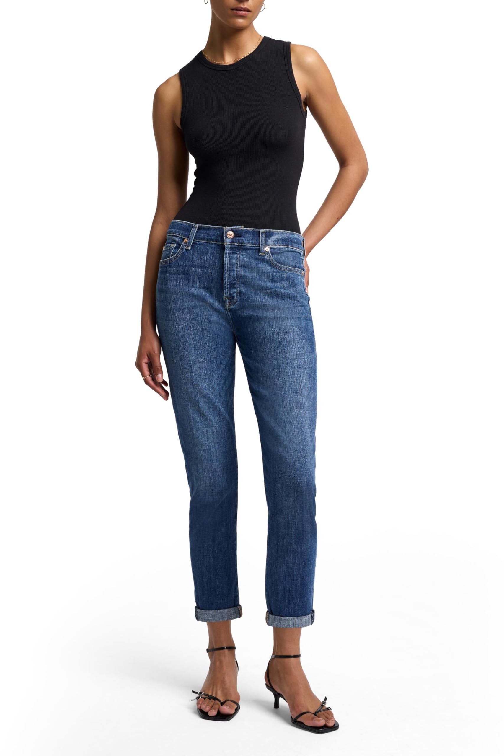 7 For All Mankind Women's Boyfriend Jeans - Relaxed Fit Distressed Denim Pants for Casual Outfits & Everyday Wear