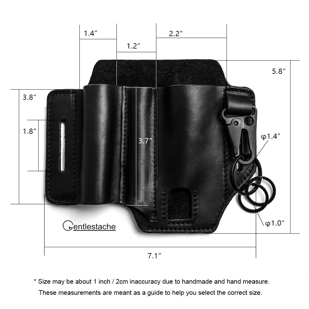 Premium Leather Multitool Sheath for Belt - Leatherman Sheath for Men with Pen Holder, Key Fob & Flashlight Sheath - Durable EDC Pocket Organizer (Black) - Perfect for Camping, Hiking & Everyday Carry
