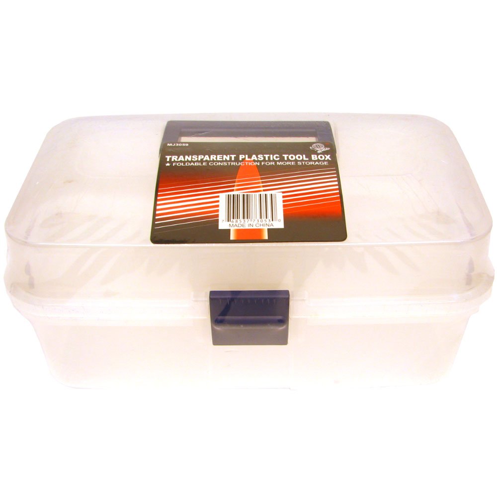 Stalwart Folding Transparent Plastic Tool Box - Portable Storage Organizer for Tools, Crafts & Office Supplies | Perfect for DIY, Home Repair & Worksite Organization