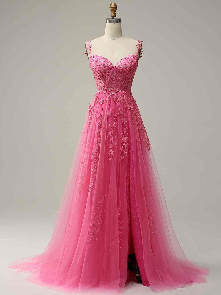 Elegant A-Line Sweetheart Neck Tulle Lace Dark Blue Long Prom Dress | Formal Evening Gown for Homecoming, Ball & Special Occasions