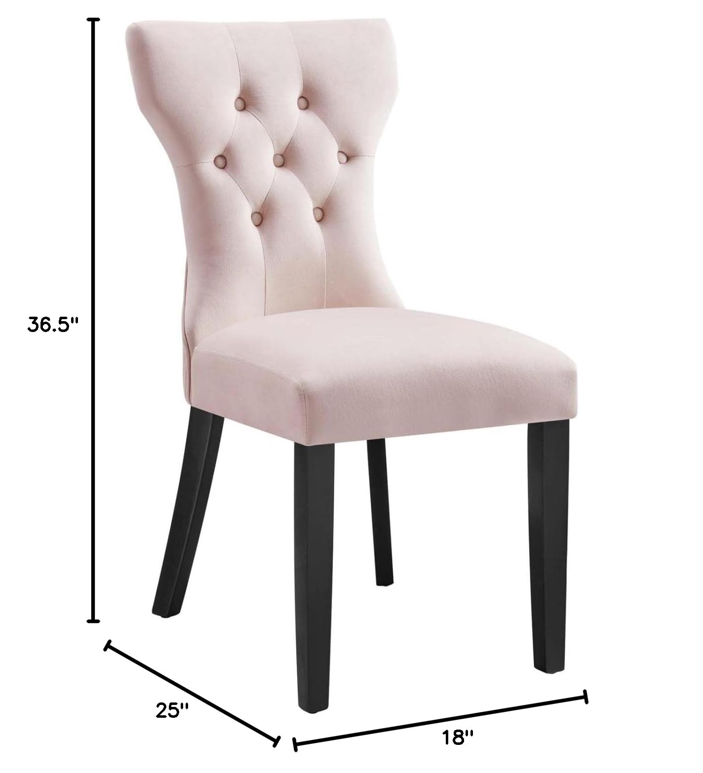 Modway Silhouette Velvet Dining Chairs - Set of 2, Pink Upholstered Modern Kitchen Chairs with Metal Legs (EEI-5014-PNK) - Perfect for Dining Room, Breakfast Nook & Small Space Decor