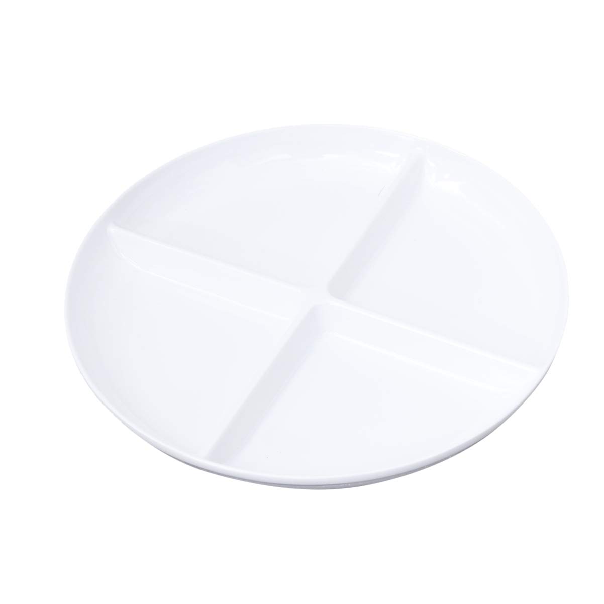 FRCOLOR 4-Compartment Melamine Plate - Durable Appetizer Serving Dish for Candy, Nuts, Fruits - Perfect for Parties, Picnics, and School Lunches