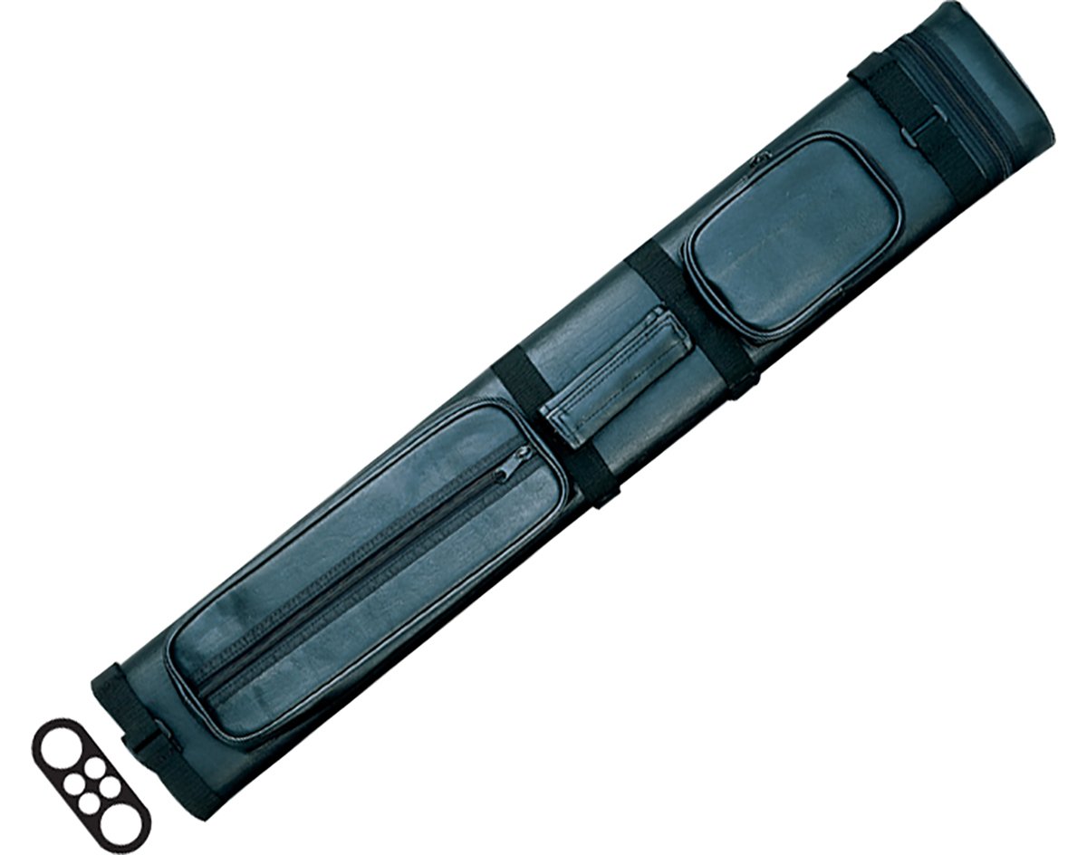 Premium Action Vinyl Pool Cue Case - Holds 2 Butts & 4 Shafts - Durable Black Billiard Accessory for Pool Players - Perfect for Travel, Storage & Tournament Use