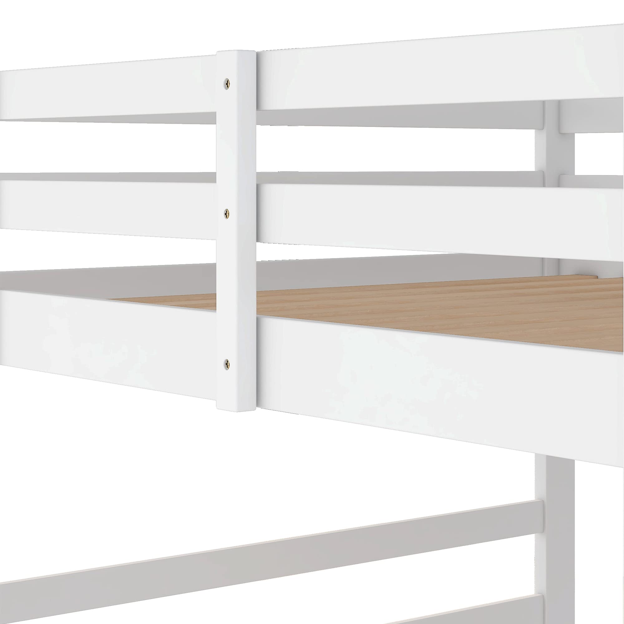 **CITYLIGHT Low Bunk Beds Full Over Full - Sturdy Wooden Bunk Bed for Kids & Teens, Twin Bunk Beds with 2 Ladders for Boys & Girls Bedroom, Dorm or Guest Room (White, Full Size) - Perfect for Space-Saving Kids' Rooms, Shared Bedrooms & Small Apartments**