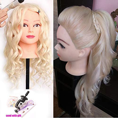 24 Inch Mannequin Head for Hair Styling Training - Creamy White Long Hair Cosmetology Doll Head with Clamp Stand & Accessories | Perfect for Straightening, Curling, Perming Practice | Salon & Beauty School Training Tool