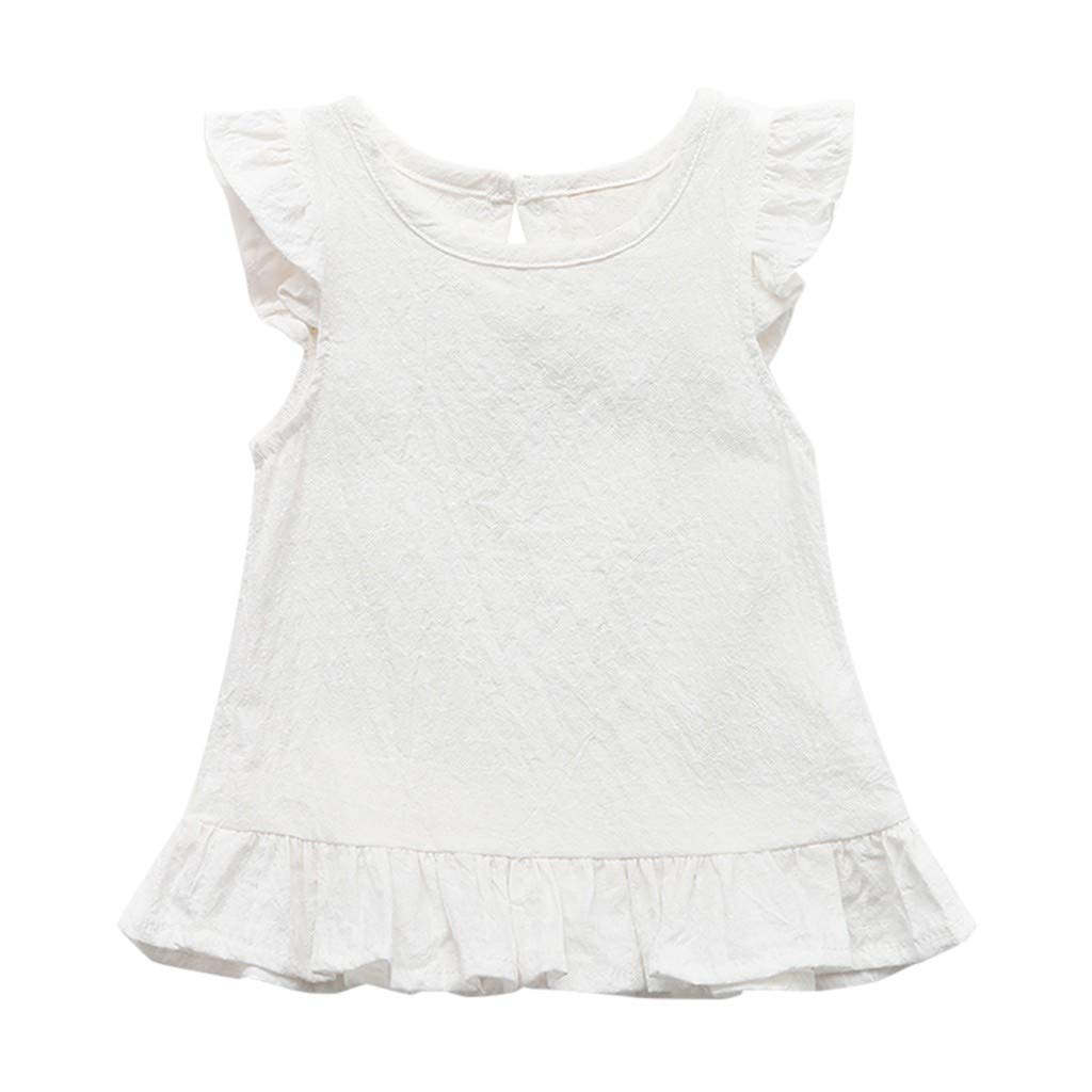 Girls' Cotton Ruffle Sleeve Blouse - Soft Baby Solid Color Top T-Shirt for Toddlers & Kids | Perfect for School, Parties & Everyday Wear