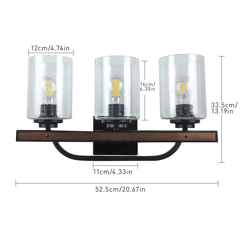 Depuley Rustic Vanity Lights - 3 Light Farmhouse Bathroom Wall Sconce with Seeded Glass Shade, Industrial Vintage Lighting Fixture for Bathroom Mirror, Hallway, Bedroom & Living Room - Perfect for Home Decor and Ambient Lighting