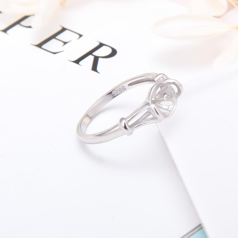 Sterling Silver Simple Ring Mountings for Women - DIY Pearl Jewelry Making Supplies - Perfect for Crafting Elegant Necklaces, Bracelets & Earrings