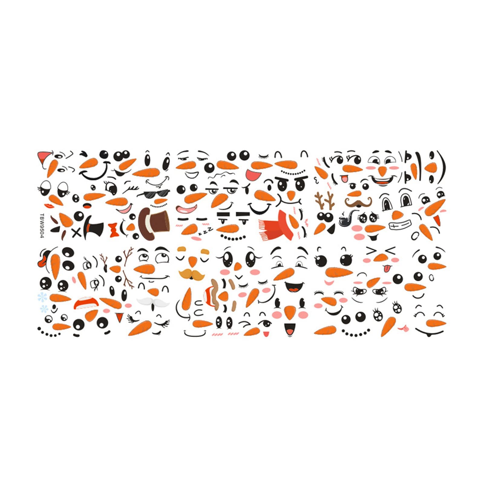 Christmas Refrigerator Stickers - Fun Snowman Face PVC Decorative Stickers for Kids Room, Self-Adhesive Wall Decals | Perfect for Holiday Home Decor & Party Favors