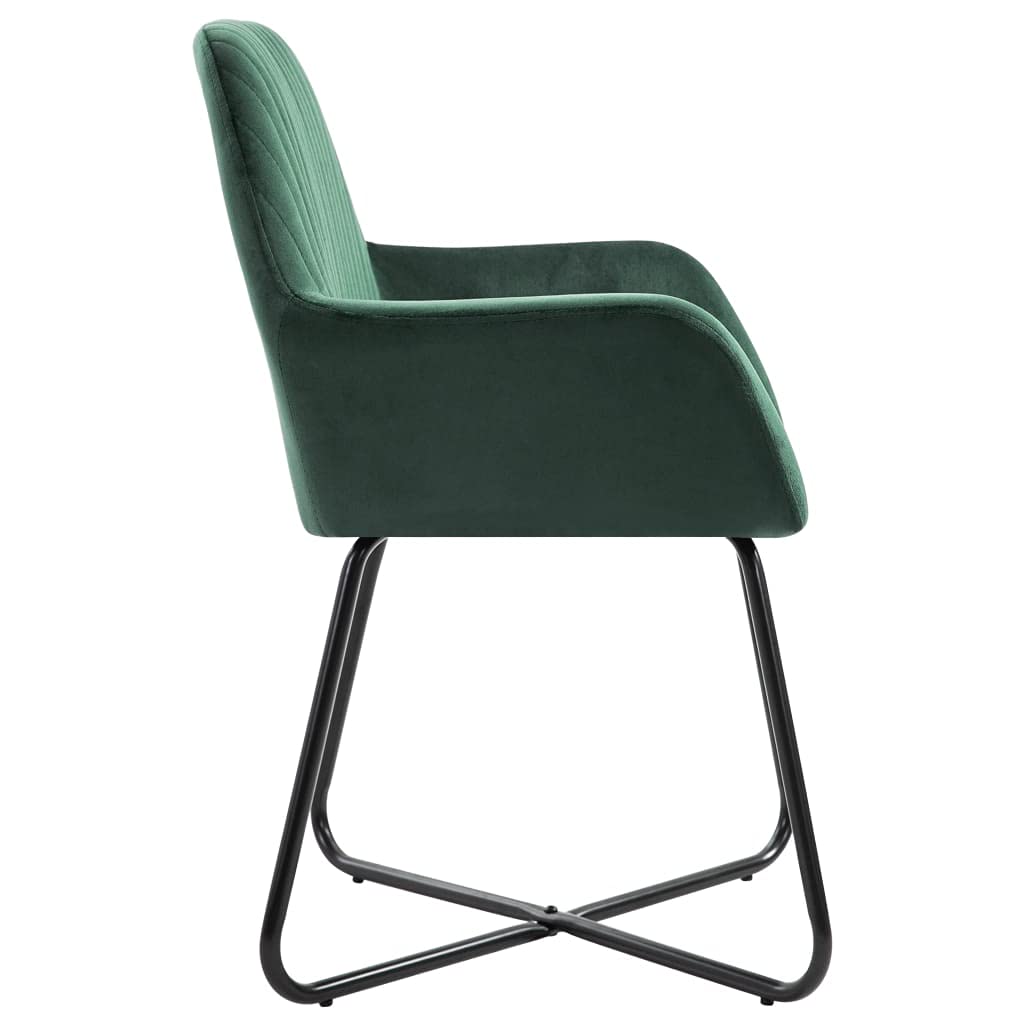 FAMIROSA Modern Dining Chairs Set of 2 - Green Velvet Upholstered Armchairs with Soft Fabric Seat & Sturdy Steel Frame - 24