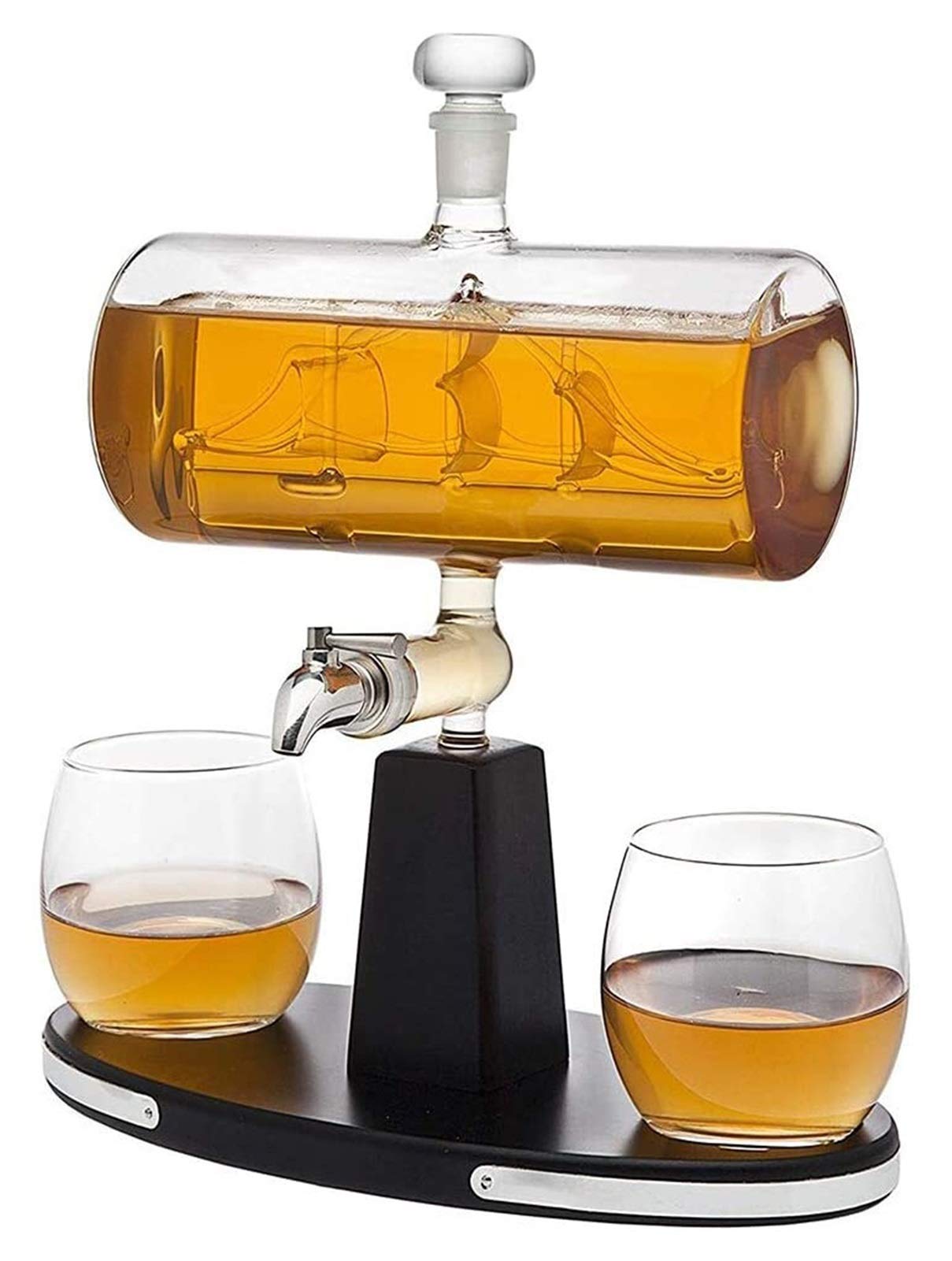 Premium 750ml Whiskey Decanter Set with 2 Crystal Tumbler Glasses - Elegant Liquor, Bourbon & Vodka Dispenser for Home Bar, Gift & Entertaining