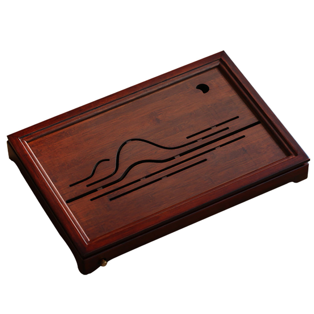 Bamboo Hollow Mountain and Moon Tea Tray - Zen Meditation Tea Ceremony Tray for Japanese Matcha, Chinese Gongfu Tea & Home Decor