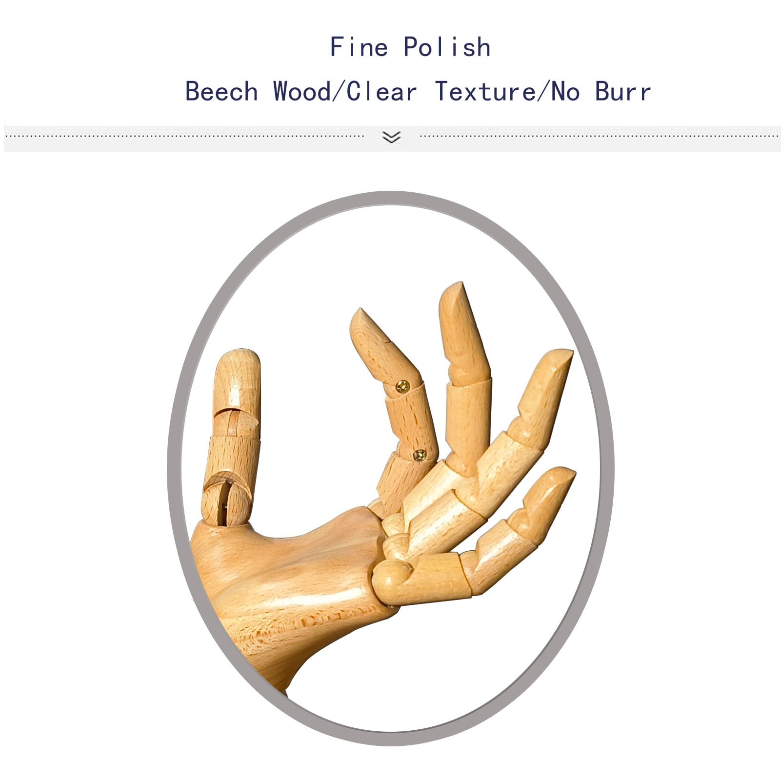 Professional Wooden Hand Mannequin for Nail Art & Drawing - Left Female Hand Model - Perfect for Artists, Nail Technicians & Photography Props