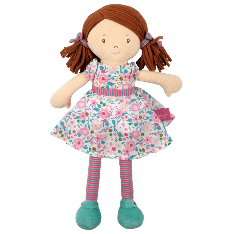 Bonnika Katy Rag Doll with Brown Hair - Soft Plush Toy for Kids, Girls & Collectors | Perfect for Playtime, Gifts & Home Decor | Tikiri