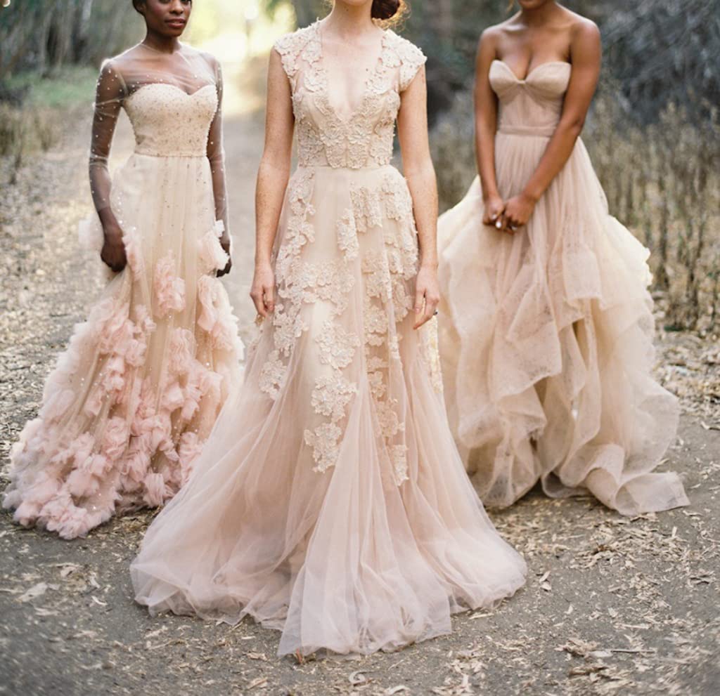 Vintage Lace Wedding Dress for Women – Cap Sleeves Boho Bridal Gown – Perfect for Beach Weddings, Garden Ceremonies & Romantic Boho Chic Style