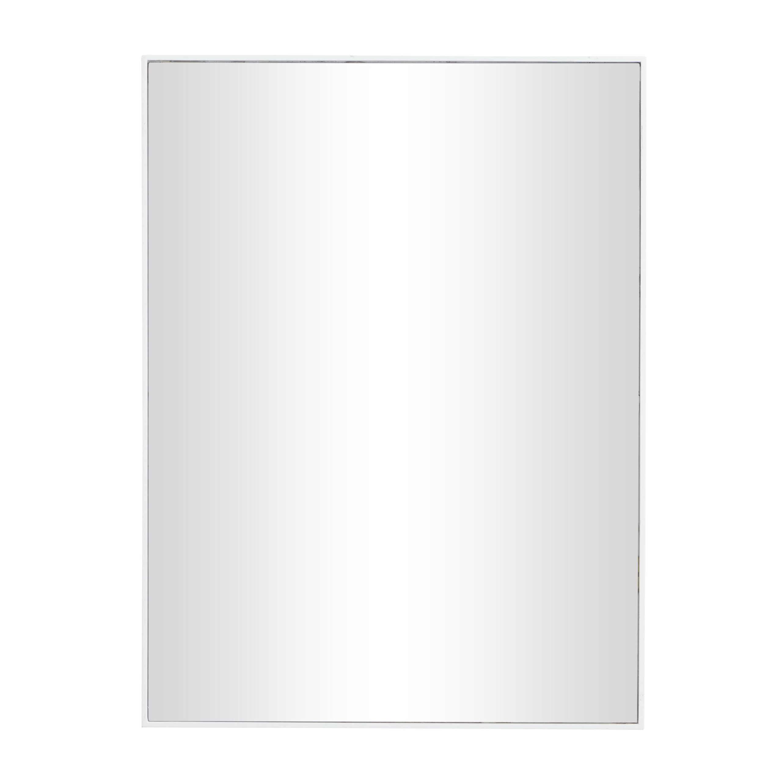 Deco 79 White Wooden Wall Mirror 18x24 Inches - Thin Frame Entryway Mirror for Hallway, Living Room & Bedroom - Modern Home Decor & Functional Wall Mounted Mirror