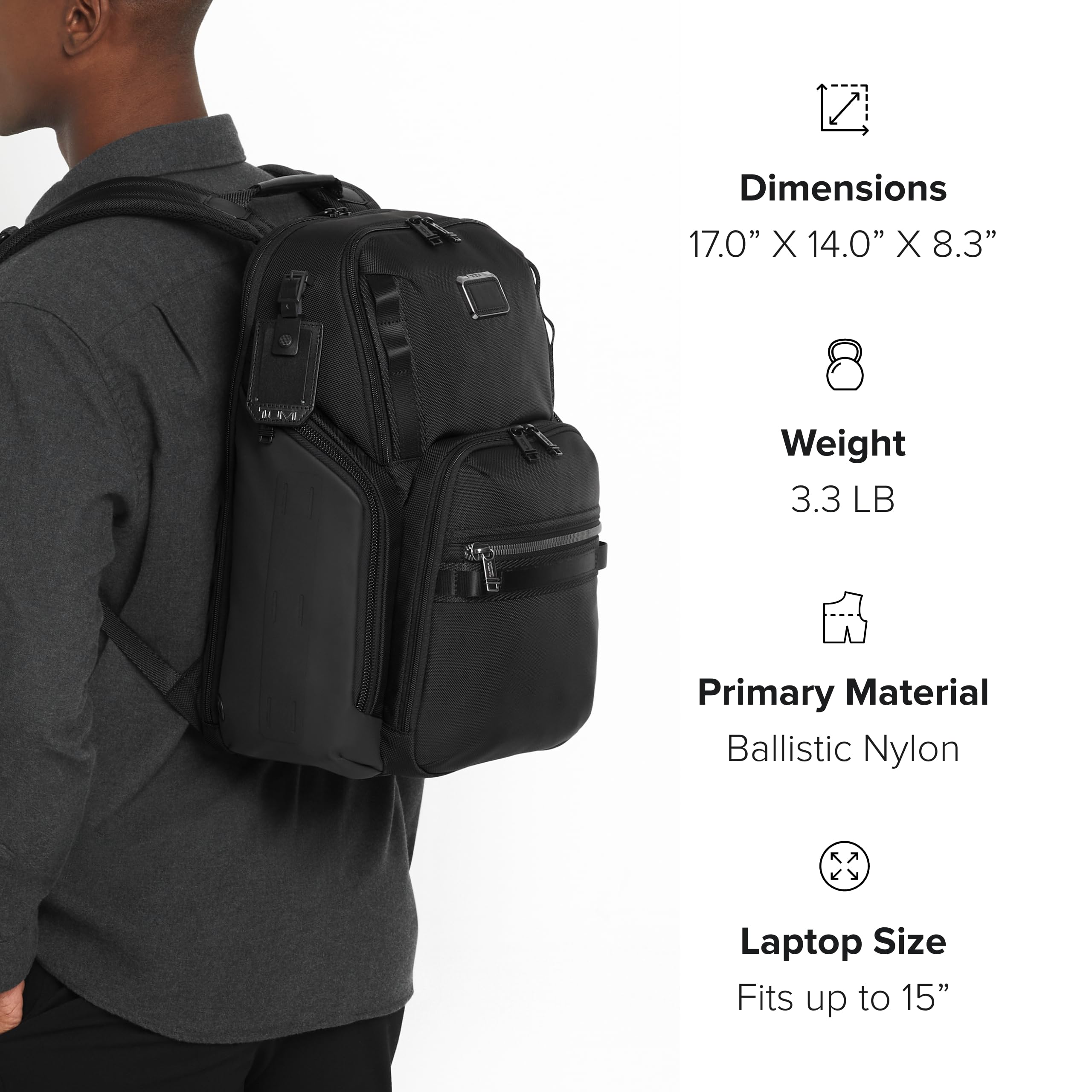 TUMI Alpha Bravo Search Backpack - 17 Inch Laptop Backpack for Men & Women - Durable Work & Travel Backpack - Water-Resistant & Organized (17