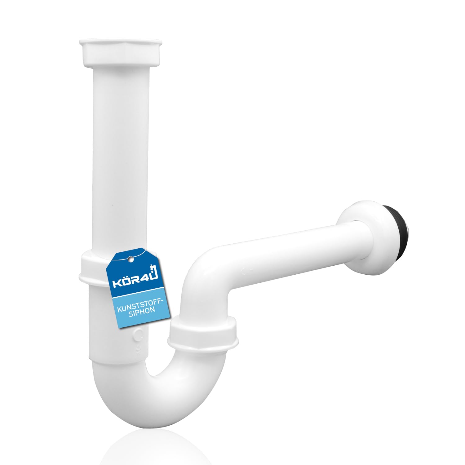 Kör4u 1 1/4 Inch x 32mm Plastic S-Trap with Rubber Gasket and Nipple for 50x32mm Drain Pipe - Perfect for Kitchen Sink, Bathroom Vanity & Laundry Drainage System