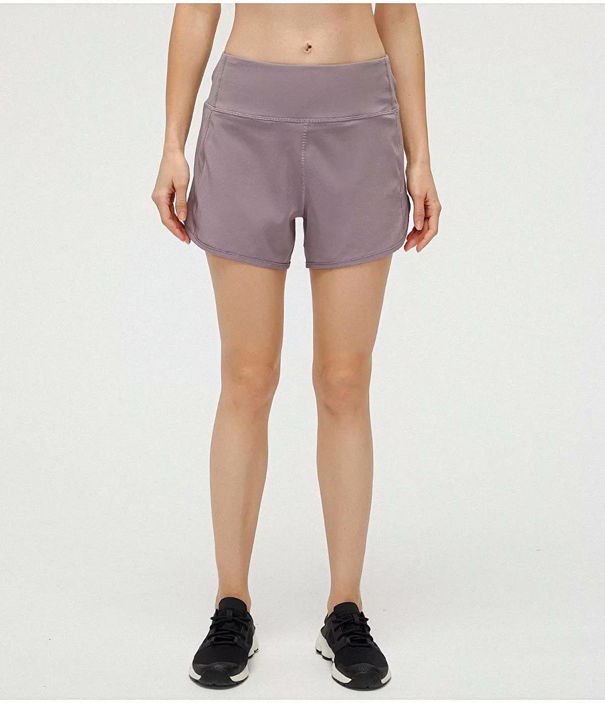 Women's 4 Inch Running Shorts with Zipper Pocket - Quick Dry Gym Workout & Yoga Athletic Shorts for Women - Perfect for Jogging, Training, and Fitness Activities