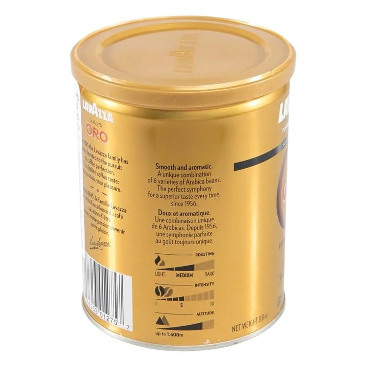 LAVAZZA Oro Espresso Tin 12 Count (8.8 OZ) - Premium Italian Coffee for Home & Office Brewing | Perfect for Espresso Machines, Moka Pots & French Press