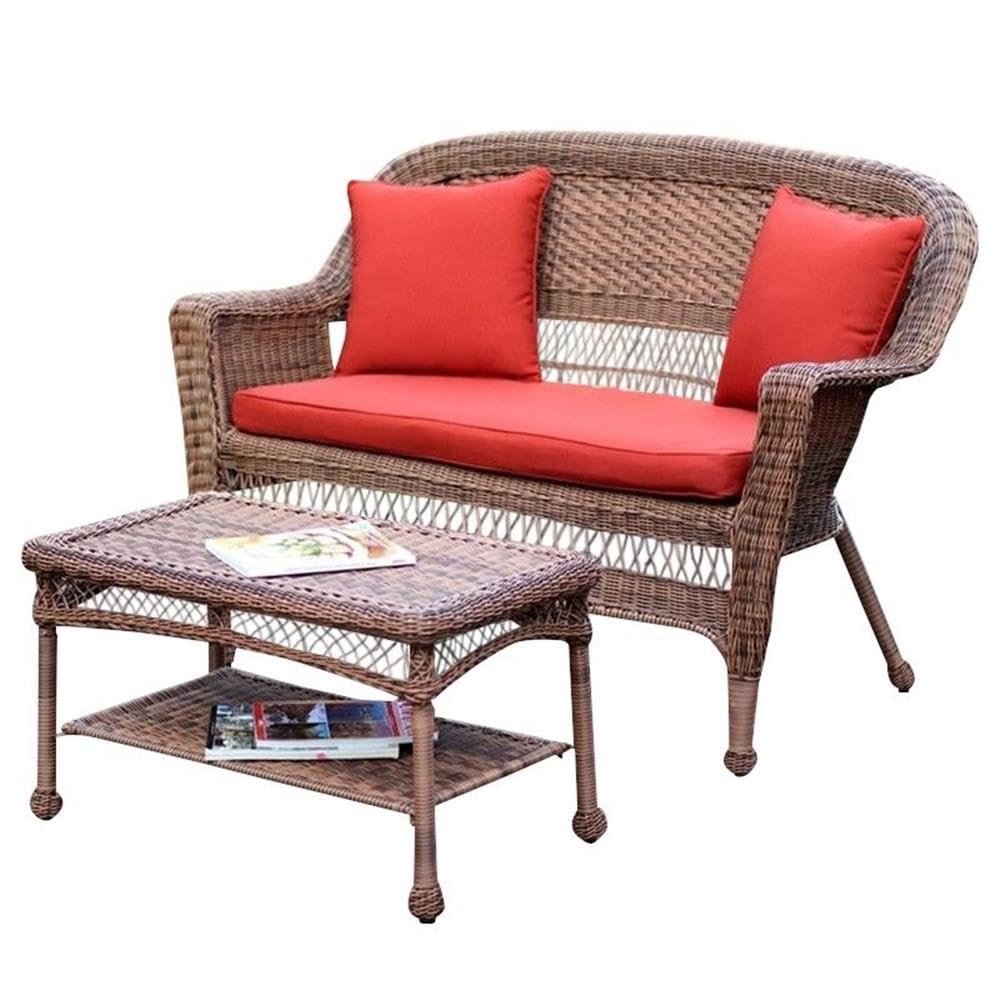 Jeco Wicker Patio Set with Cushion - Outdoor Seating for Garden & Poolside