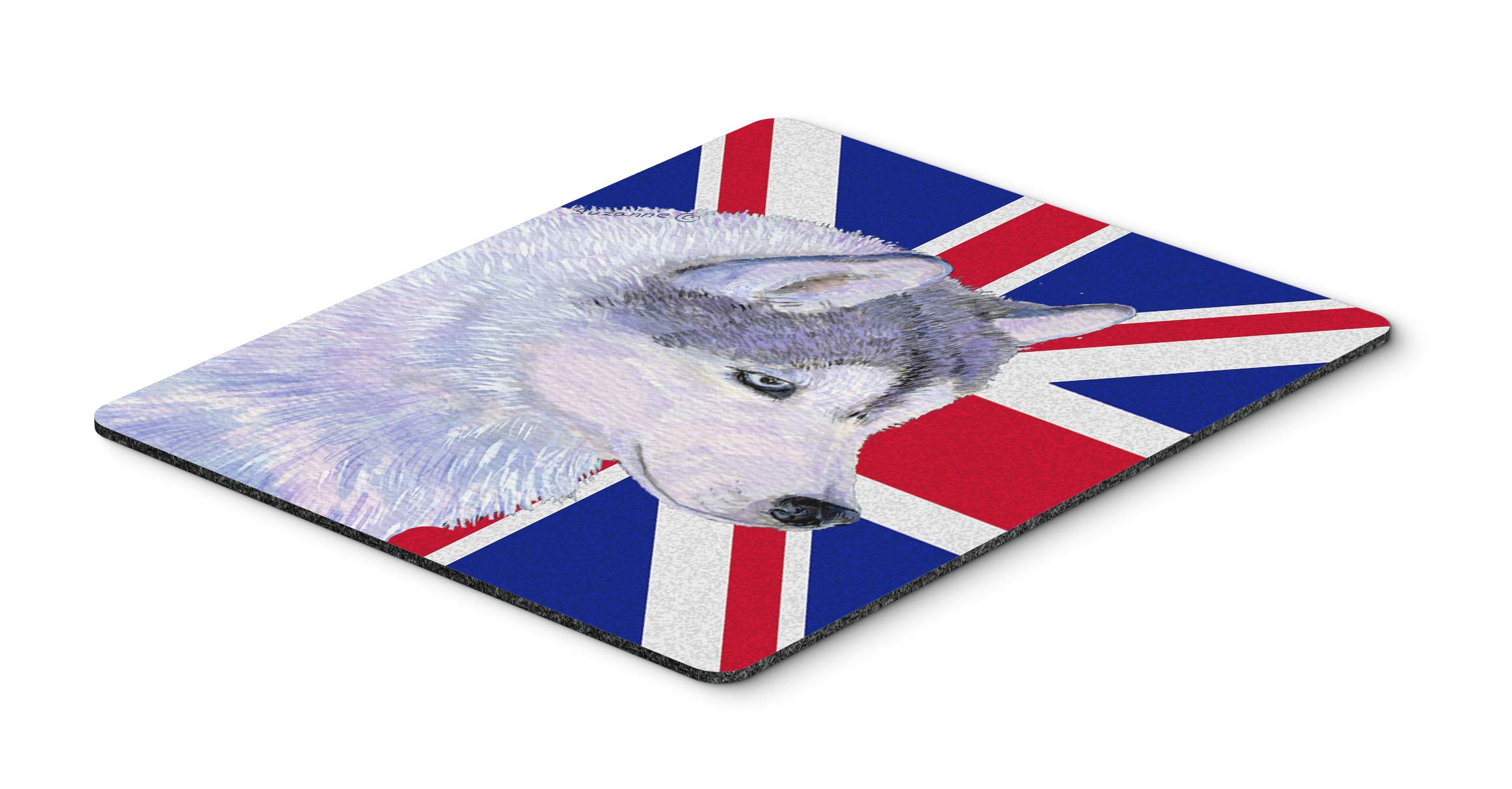 Siberian Husky with British Flag Mouse Pad - Large Washable Non-Slip Desk Mat for Home Office, Gaming, Computer & Laptop Use | Perfect Gift for Dog Lovers & UK Fans