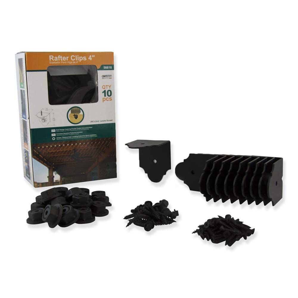 OZCO Laredo Sunset 4-Inch Rafter Clips (4-Pack) - Heavy Duty Metal Hangers for Wooden Beams, Perfect for Roofing, Decking & Outdoor Construction Projects