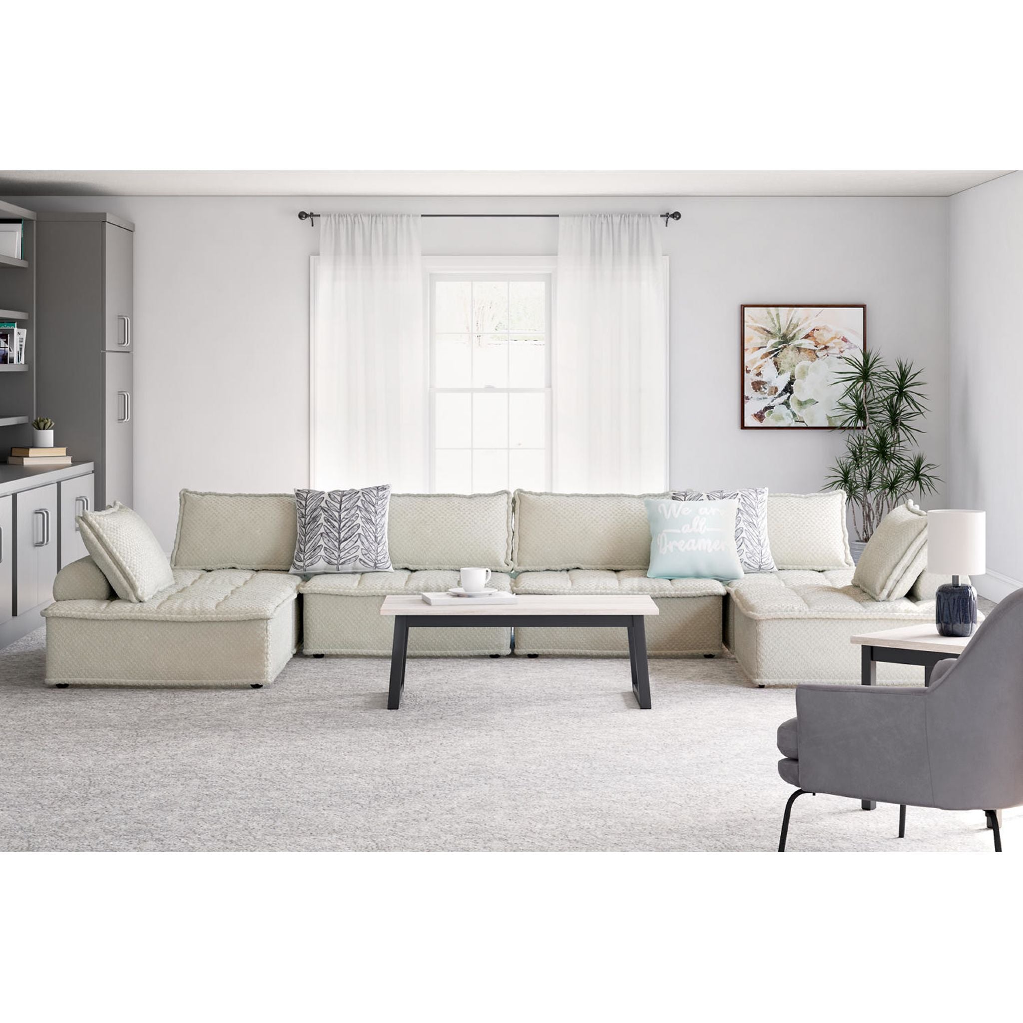 6-Piece Modular Sectional Sofa Set - Modern L-Shaped Couch with Reversible Chaise for Living Room, Family Room & Home Theater