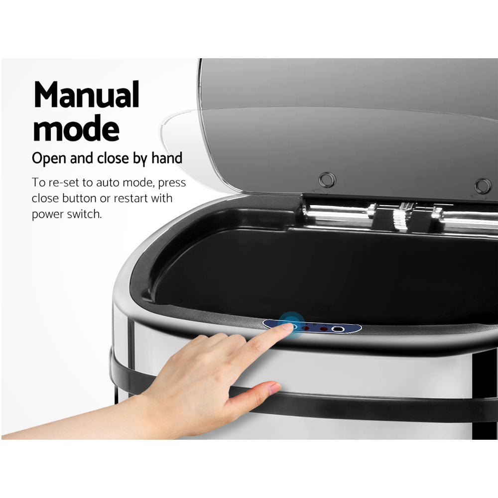 68L Stainless Steel Motion Sensor Trash Can - Automatic Touchless Kitchen & Office Waste Bin with Lid, Hands-Free Garbage Disposal for Home, Bathroom, Restaurant