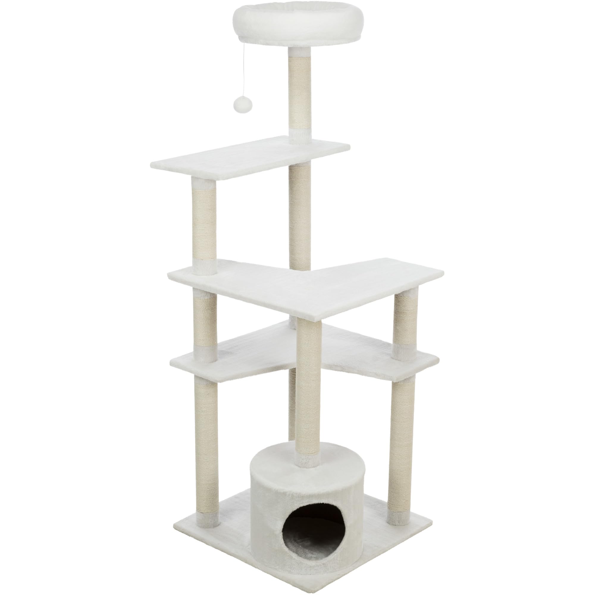 TRIXIE Seli 59-Inch 5-Level Cat Tree with Sisal Scratching Posts, Plush Perches & Condo - Cream Colored Cat Tower with Dangling Toys for Indoor Cats | Perfect for Play, Climbing & Napping in Living Rooms & Bedrooms