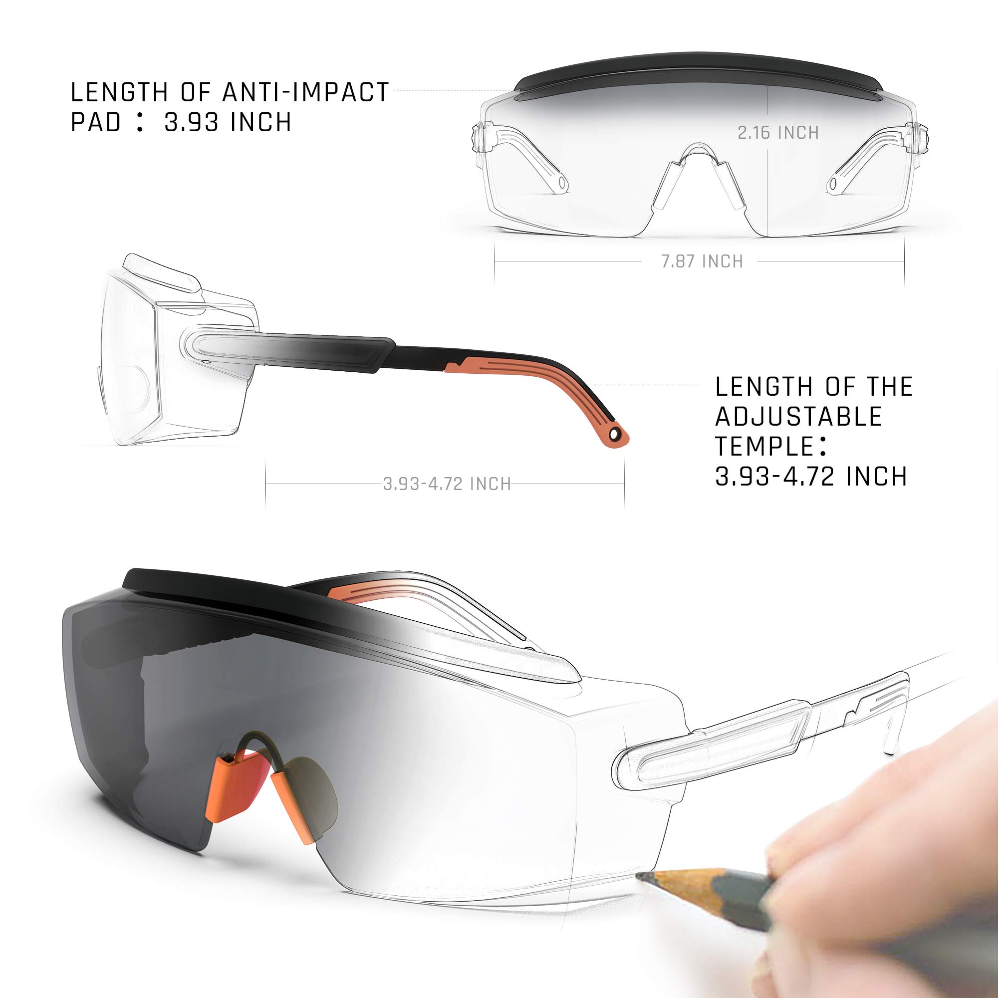 Anti Fog Safety Glasses - ANSI Z87.1 Certified Protective Goggles with Anti-Scratch Lenses, Adjustable Fit for Work, DIY & Outdoor Activities